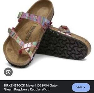 Birkenstock  Sandals  Mayari Gator Gleam Rasberry. Classic Two-Strap Design